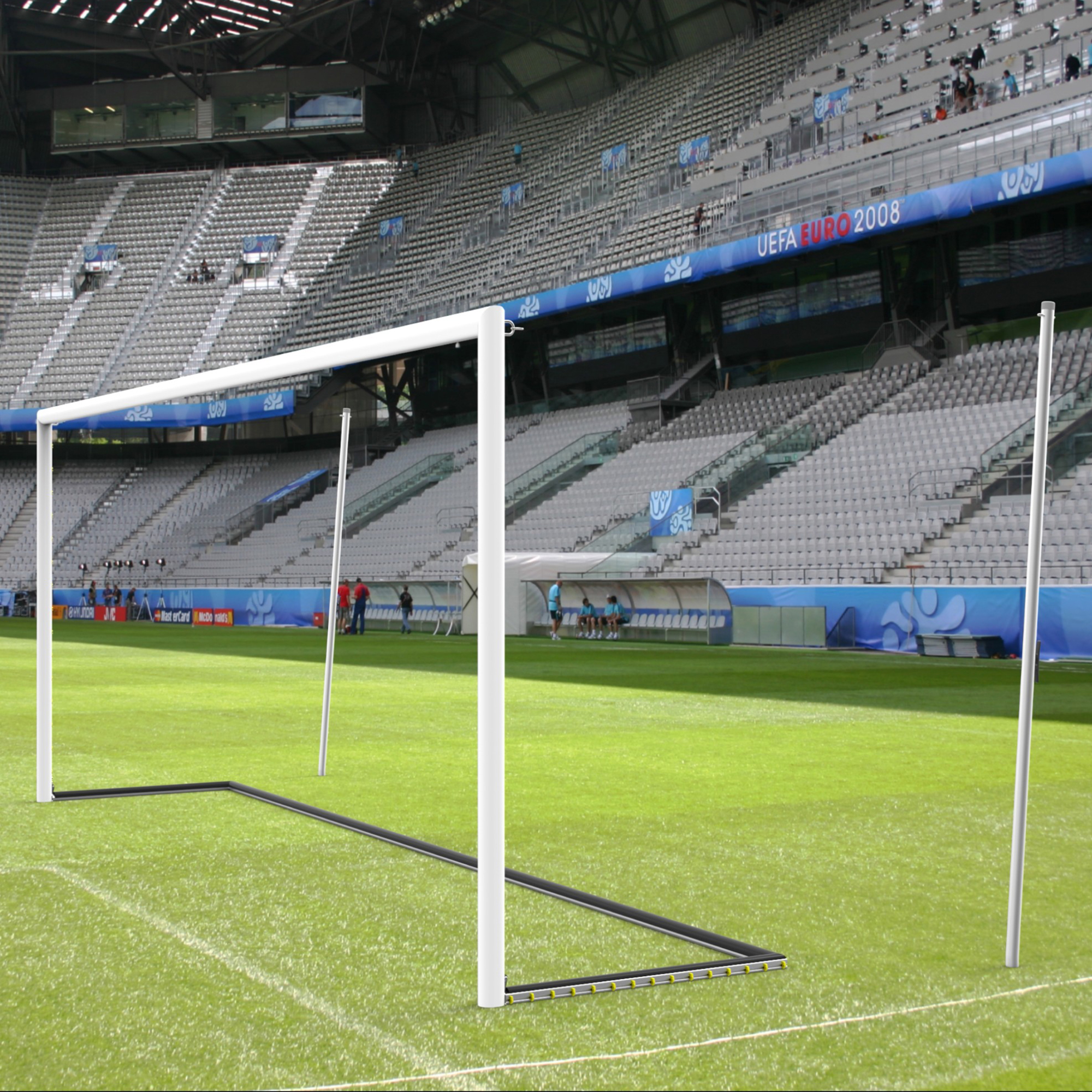 Hochklappbarer Bodenrahmen mit PlayersProtect für Jugend-Fußballtore - Bild 3 - Vergrößern