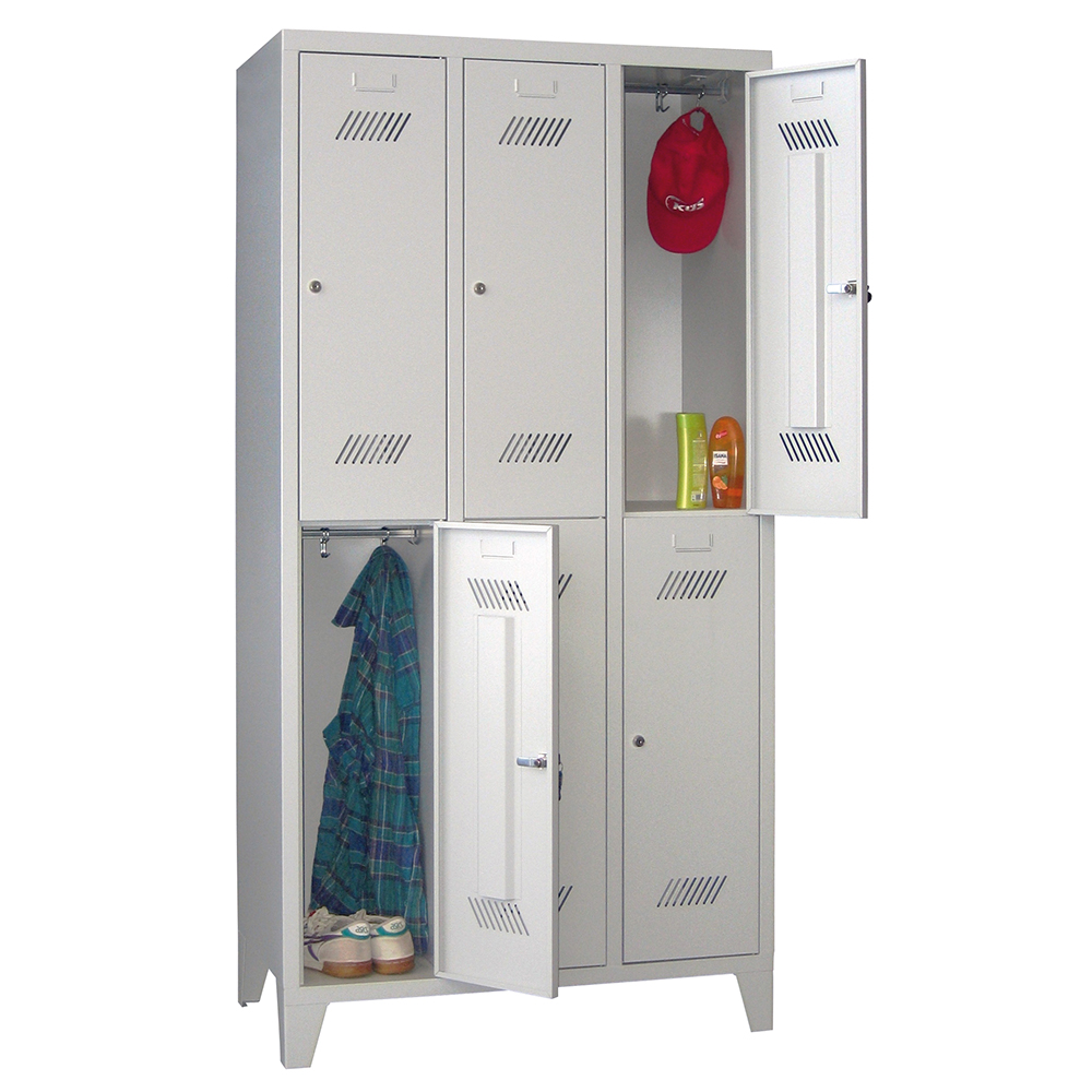 Garderobenschrank-mit-Fuss-3Abteile-6Faecher-offen