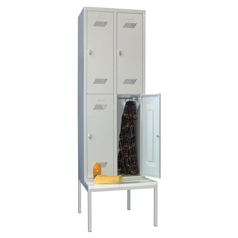 Garderobenschrank 2-Fächer übereinander mit untergebauter Sitzbank - Bild 1 - Vergrößern