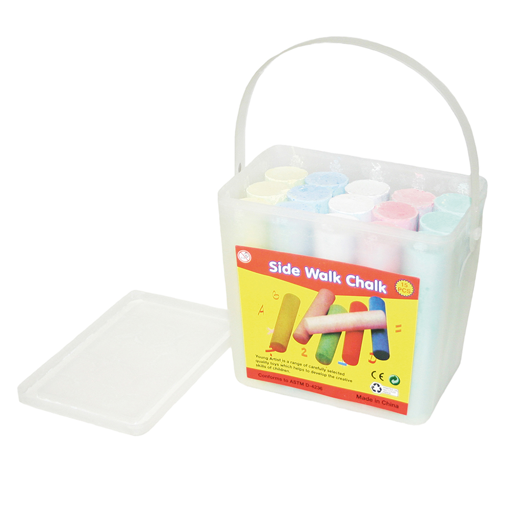 Straßenmalkreide im Eimer - 15 Stk.