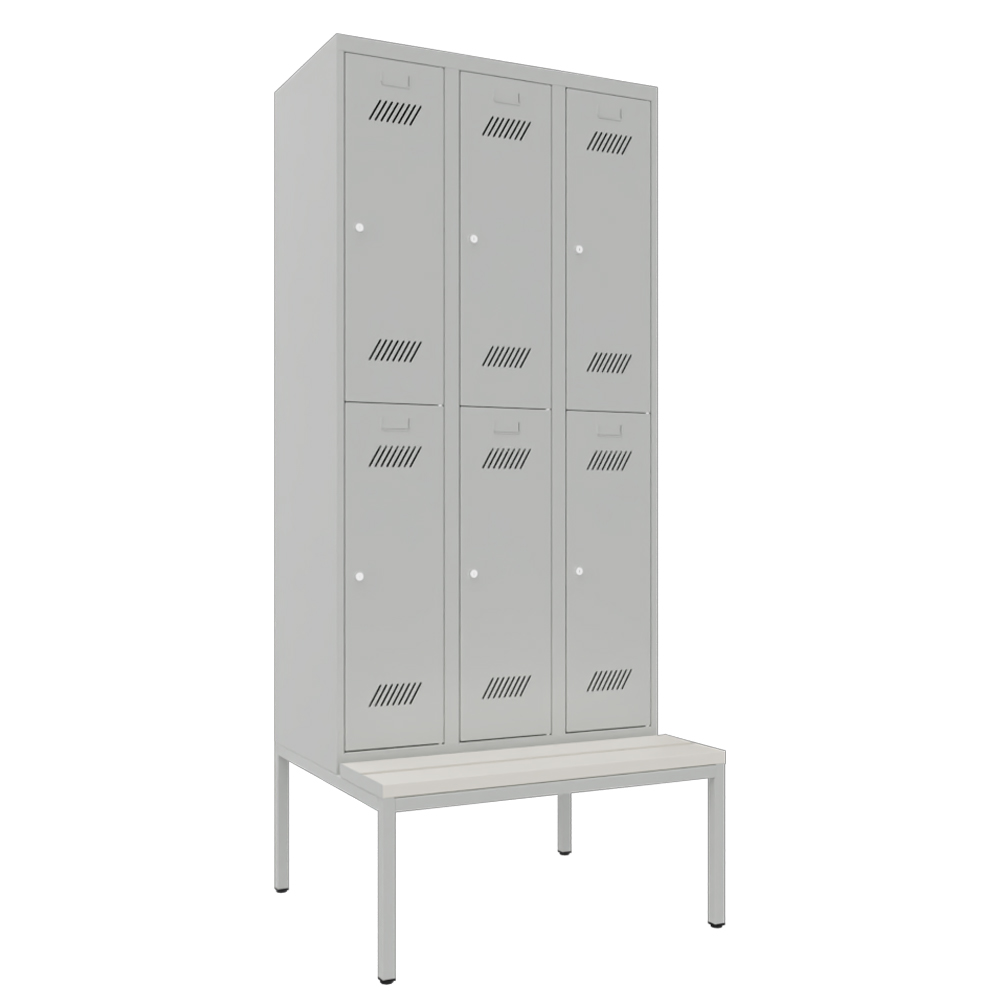 Garderobenschrank-6Fcher-Sitzbank-geschlossen