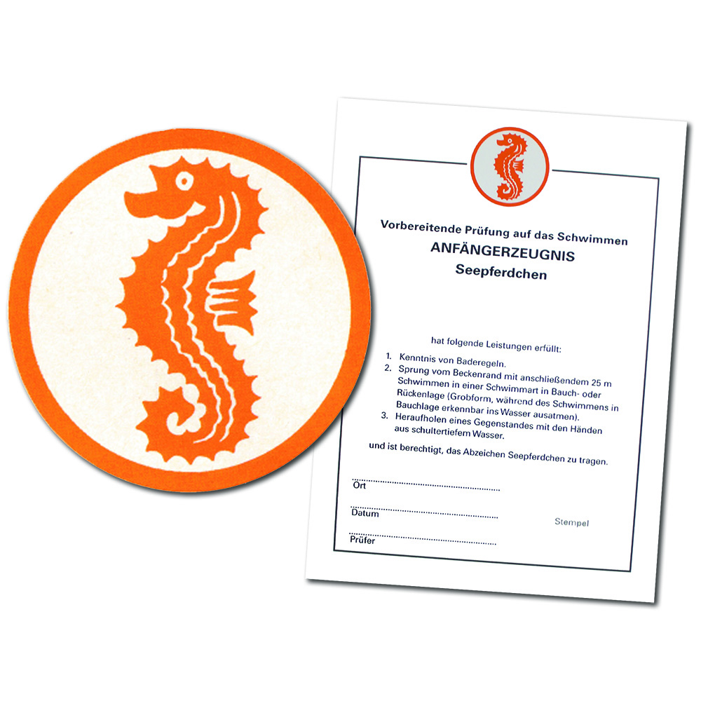 Seepferdchen Schwimmabzeichen & Zeugnis im Set