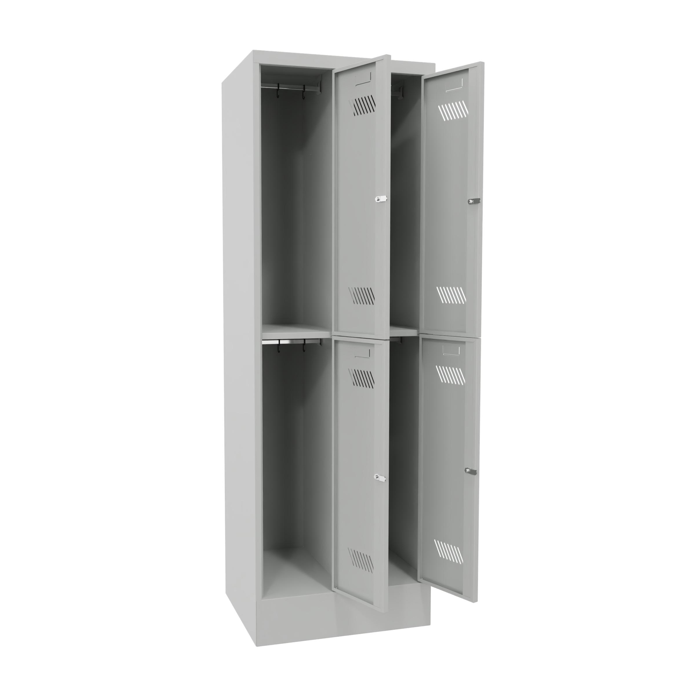 Garderobenschrank-2abteile-4Faecher-sockel-offen