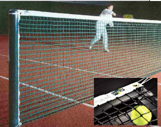 Tennisnetz, Polypropylen 4 mm, ringsum eingefaßt